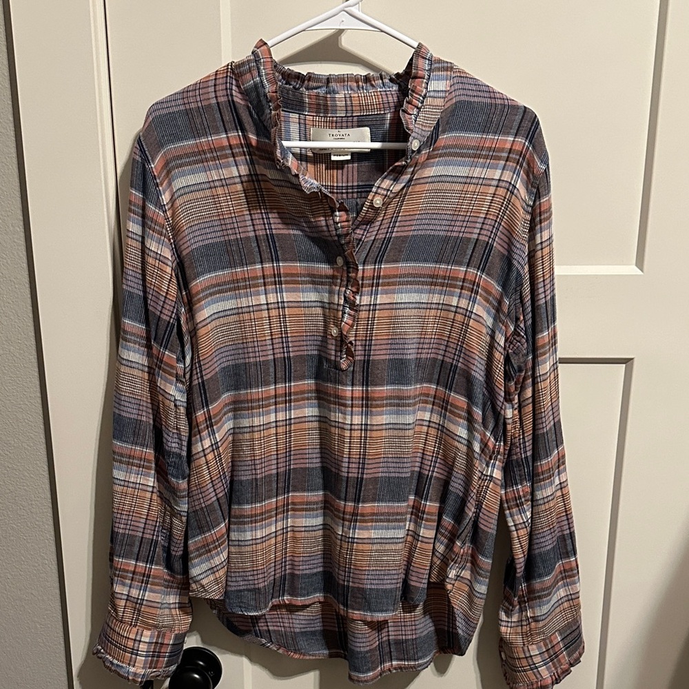 Trovata Multicolor Plaid Button Down Shirt
